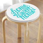 Turkuaz Home Sweet Home Dijital Baskılı Yuvarlak Fermuarlı Sandalye Minderi Realhomes