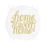 Hardal Renk Home Sweet Home Dijital Baskılı Yuvarlak Fermuarlı Sandalye Minderi Realhomes