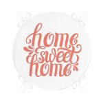 - RealHomes Yuvarlak Fermuarlı Minder - Realhomes Nar Renk Home Sweet Home Modern Dijital Baskılı Yuvarlak Fermuarlı Sandalye Minderi Realhomes