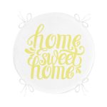 Sarı Home Sweet Home Yuvarlak Fermuarlı Sandalye Minderi Realhomes