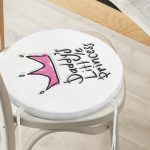 - RealHomes Yuvarlak Fermuarlı Minder - Realhomes  Pembe Taç Desenli Dijital Baskılı Yuvarlak Fermuarlı Sandalye Minderi Realhomes