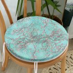 - RealHomes Yuvarlak Fermuarlı Minder - Realhomes  Yağlı Boya Yeşil Ağaç Motifleri Dijital Baskılı Yuvarlak Fermuarlı Sandalye Minderi Realhomes