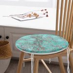 - RealHomes Yuvarlak Fermuarlı Minder - Realhomes  Yağlı Boya Yeşil Ağaç Motifleri Dijital Baskılı Yuvarlak Fermuarlı Sandalye Minderi Realhomes