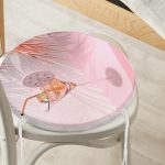 Palmiye ve Kadeh Resimli Dijital Baskılı Yuvarlak Fermuarlı Sandalye Minderi Realhomes