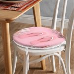 Pembe Gold Terlik Tasarımlı Dijital Baskılı Yuvarlak Fermuarlı Sandalye Minderi Realhomes