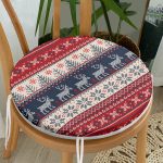 - RealHomes Yuvarlak Fermuarlı Minder - Realhomes Yılbaşı Geyikleri Motifli Dijital Baskılı Yuvarlak Fermuarlı Sandalye Minderi Realhomes