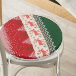 - RealHomes Yuvarlak Fermuarlı Minder - Realhomes  Realhomes Yılbaşı Geyikleri ve Ağaçlar Dijital Baskılı Modern Yuvarlak Fermuarlı Sandalye Minderi Realhomes