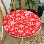 - RealHomes Yuvarlak Fermuarlı Minder - Realhomes  Kırmızı Zeminde Kar Tanesi Desenli Özel Tasarımlı Dijital Baskılı Modern Yuvarlak Fermuarlı Sandalye Minderi Realhomes