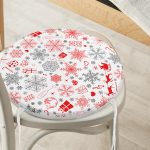 - RealHomes Yuvarlak Fermuarlı Minder - Realhomes  Yılbaşı Motifleri Dijital Baskılı Yuvarlak Fermuarlı Sandalye Minderi Realhomes