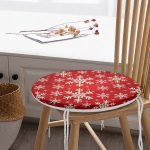 - RealHomes Yuvarlak Fermuarlı Minder - Realhomes  Beyaz Kar Taneleri Motifli Dijital Baskılı Yuvarlak Fermuarlı Sandalye Minderi Realhomes