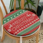 - RealHomes Yuvarlak Fermuarlı Minder - Realhomes  Merry Christmas Motifli Dijital Baskılı Yuvarlak Fermuarlı Sandalye Minderi Realhomes