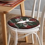 - RealHomes Yuvarlak Fermuarlı Minder - Realhomes Ekose Zeminde Beyaz Geyik Baskılı Özel Tasarımlı Dijital Baskılı Modern Yuvarlak Fermuarlı Sandalye Minderi Realhomes