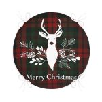 - RealHomes Yuvarlak Fermuarlı Minder - Realhomes Ekose Zeminde Beyaz Geyik Baskılı Özel Tasarımlı Dijital Baskılı Modern Yuvarlak Fermuarlı Sandalye Minderi Realhomes