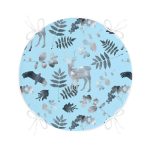 - RealHomes Yuvarlak Fermuarlı Minder - Realhomes Mavi Zeminli Geyik ve Yaprak Desenli Yuvarlak Fermuarlı Sandalye Minderi Realhomes