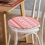 Ekose Dokuma Desenli Yılbaşı Temalı Yuvarlak Fermuarlı Sandalye Minderi Realhomes