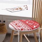 - RealHomes Yuvarlak Fermuarlı Minder - Realhomes Kırmızı Beyaz Yılbaşı Geyikleri Dijital Baskılı Yuvarlak Fermuarlı Sandalye Minderi Realhomes