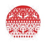 - RealHomes Yuvarlak Fermuarlı Minder - Realhomes Kırmızı Beyaz Yılbaşı Geyikleri Dijital Baskılı Yuvarlak Fermuarlı Sandalye Minderi Realhomes