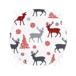 - RealHomes Yuvarlak Fermuarlı Minder - Realhomes  Beyaz Zeminde Yılbaşı Motifleri Dijital Baskılı Yuvarlak Fermuarlı Sandalye Minderi Realhomes