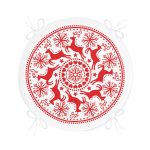 - RealHomes Yuvarlak Fermuarlı Minder - Realhomes  Geometrik Yılbaşı Geyikleri Dijital Baskılı Yuvarlak Fermuarlı Sandalye Minderi Realhomes