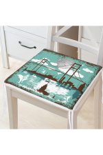 Renkli Yılbaşı Motifleri Yuvarlak Fermuarlı Sandalye Minderi Realhomes