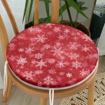 - RealHomes Yuvarlak Fermuarlı Minder - Realhomes Kırmızı Zeminde Kar Taneleri Yuvarlak Fermuarlı Sandalye Minderi Realhomes