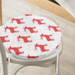 - RealHomes Yuvarlak Fermuarlı Minder - Realhomes Kırmızı Geyik Desenli Özel Tasarımlı Dijital Baskılı Modern Yuvarlak Fermuarlı Sandalye Minderi Realhomes