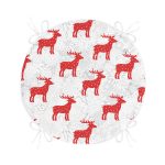 - RealHomes Yuvarlak Fermuarlı Minder - Realhomes Kırmızı Geyik Desenli Özel Tasarımlı Dijital Baskılı Modern Yuvarlak Fermuarlı Sandalye Minderi Realhomes