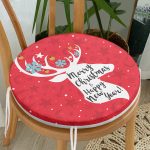 Merry Christmas Geyik Desenli Yuvarlak Fermuarlı Sandalye Minderi Realhomes