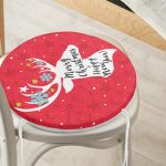 Merry Christmas Geyik Desenli Yuvarlak Fermuarlı Sandalye Minderi Realhomes