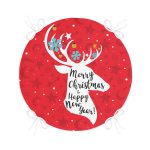 Merry Christmas Geyik Desenli Yuvarlak Fermuarlı Sandalye Minderi Realhomes