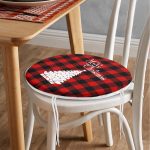 - RealHomes Yuvarlak Fermuarlı Minder - Realhomes  Siyah Kırmızı Ekose Desenli Yılbaşı Temalı Yuvarlak Fermuarlı Sandalye Minderi Realhomes