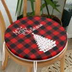 - RealHomes Yuvarlak Fermuarlı Minder - Realhomes  Siyah Kırmızı Ekose Desenli Yılbaşı Temalı Yuvarlak Fermuarlı Sandalye Minderi Realhomes