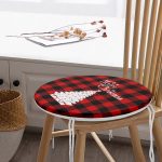 - RealHomes Yuvarlak Fermuarlı Minder - Realhomes  Siyah Kırmızı Ekose Desenli Yılbaşı Temalı Yuvarlak Fermuarlı Sandalye Minderi Realhomes