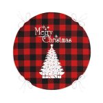 - RealHomes Yuvarlak Fermuarlı Minder - Realhomes  Siyah Kırmızı Ekose Desenli Yılbaşı Temalı Yuvarlak Fermuarlı Sandalye Minderi Realhomes