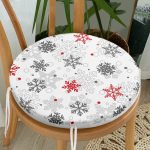 - RealHomes Yuvarlak Fermuarlı Minder - Realhomes Yılbaşı Kar Desenli Özel Tasarımlı Dijital Baskılı Modern Yuvarlak Fermuarlı Sandalye Minderi Realhomes