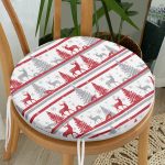 - RealHomes Yuvarlak Fermuarlı Minder - Realhomes Realhomes Geyik ve Çam Ağaçları Dijital Baskılı Modern Yuvarlak Fermuarlı Sandalye Minderi Realhomes