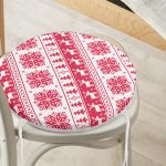 - RealHomes Yuvarlak Fermuarlı Minder - Realhomes Realhomes Kırmızı Beyaz Geyikler Özel Tasarım Modern Yuvarlak Fermuarlı Sandalye Minderi Realhomes