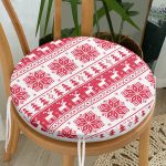 - RealHomes Yuvarlak Fermuarlı Minder - Realhomes Realhomes Kırmızı Beyaz Geyikler Özel Tasarım Modern Yuvarlak Fermuarlı Sandalye Minderi Realhomes