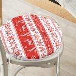 Yılbaşı Motifli Özel Tasarımlı Dijital Baskılı Modern Yuvarlak Fermuarlı Sandalye Minderi Realhomes