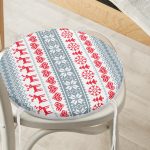 - RealHomes Yuvarlak Fermuarlı Minder - Realhomes  Yılbaşı Konsept Desenli Özel Tasarımlı Dijital Baskılı Modern Yuvarlak Fermuarlı Sandalye Minderi Realhomes