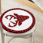 - RealHomes Yuvarlak Fermuarlı Minder - Realhomes  Modern Ekose Geyik Desenli Dijital Baskılı Yuvarlak Fermuarlı Sandalye Minderi Realhomes