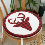 - RealHomes Yuvarlak Fermuarlı Minder - Realhomes  Modern Ekose Geyik Desenli Dijital Baskılı Yuvarlak Fermuarlı Sandalye Minderi Realhomes