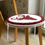 - RealHomes Yuvarlak Fermuarlı Minder - Realhomes  Modern Ekose Geyik Desenli Dijital Baskılı Yuvarlak Fermuarlı Sandalye Minderi Realhomes