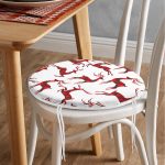 - RealHomes Yuvarlak Fermuarlı Minder - Realhomes Ekose Renkli Geyik Desenli Özel Tasarımlı Dijital Baskılı Modern Yuvarlak Fermuarlı Sandalye Minderi Realhomes