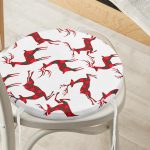 - RealHomes Yuvarlak Fermuarlı Minder - Realhomes Ekose Renkli Geyik Desenli Özel Tasarımlı Dijital Baskılı Modern Yuvarlak Fermuarlı Sandalye Minderi Realhomes