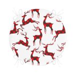 - RealHomes Yuvarlak Fermuarlı Minder - Realhomes Ekose Renkli Geyik Desenli Özel Tasarımlı Dijital Baskılı Modern Yuvarlak Fermuarlı Sandalye Minderi Realhomes