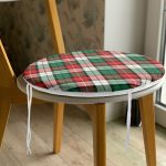 - RealHomes Yuvarlak Fermuarlı Minder - Realhomes Realhomes Yeşil Kırmızı Beyaz Ekose Desenli Modern Yuvarlak Fermuarlı Sandalye Minderi Realhomes