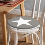 - RealHomes Yuvarlak Fermuarlı Minder - Realhomes Modern Yıldız Desen Dijital Baskılı Yuvarlak Fermuarlı Sandalye Minderi Realhomes