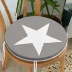 - RealHomes Yuvarlak Fermuarlı Minder - Realhomes Modern Yıldız Desen Dijital Baskılı Yuvarlak Fermuarlı Sandalye Minderi Realhomes