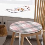 - RealHomes Yuvarlak Fermuarlı Minder - Realhomes  Pembe Gri Ekose Desenli Yuvarlak Fermuarlı Sandalye Minderi Realhomes